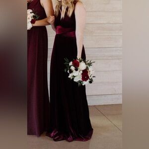 Burgundy Micah convertible Revelry bridesmaid dress